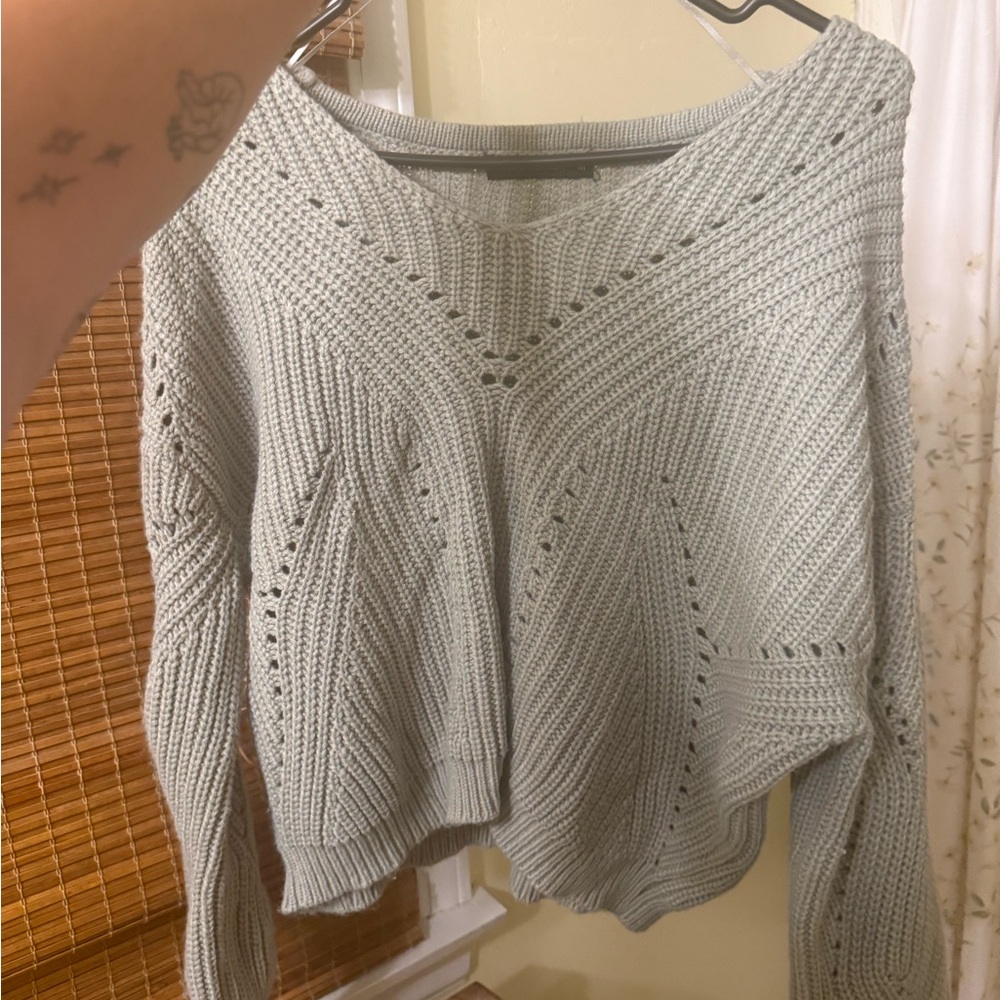 moon & madison Light Gray V-Neck Sweater